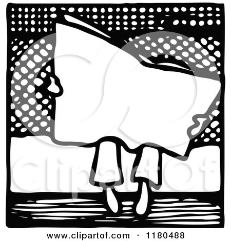 Clipart of a Retro Vintage Black and White Reading the News Icon - Royalty Free Vector Illustration by Prawny Vintage
