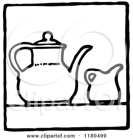 Clipart of a Black and White Tea Pot Icon - Royalty Free Vector Illustration by Prawny Vintage