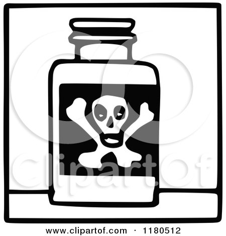Clipart of a Black and White Poison Icon - Royalty Free Vector Illustration by Prawny Vintage