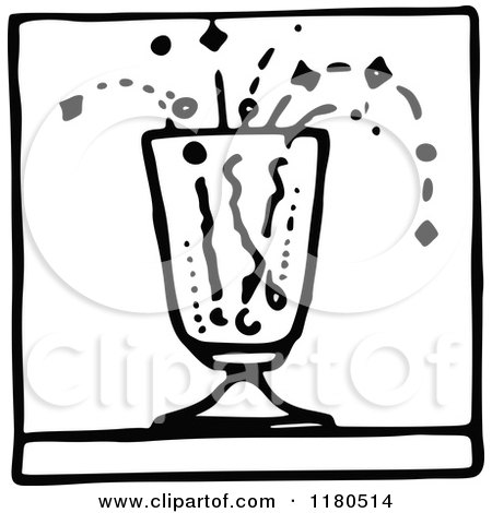 Clipart of a Black and White Fizzy Drink Icon - Royalty Free Vector Illustration by Prawny Vintage