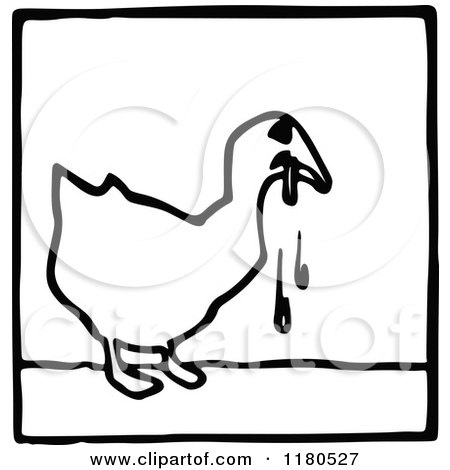 Clipart of a Black and White Crying Duck Icon - Royalty Free Vector Illustration by Prawny Vintage