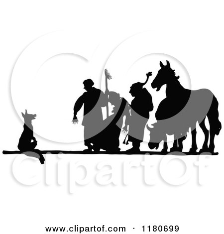 Clipart of a Silhouetted Fox People and Animals - Royalty Free Vector Illustration by Prawny Vintage