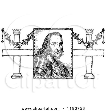 Clipart of a Retro Vintage Black and White Portrait of Prospero Colonna - Royalty Free Vector Illustration by Prawny Vintage