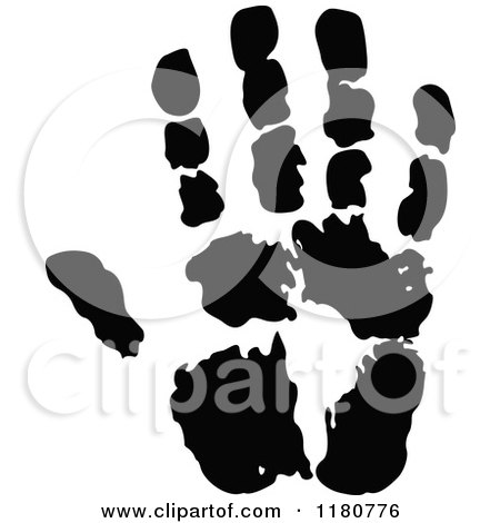 Clipart of a Black and White Hand Print - Royalty Free Vector Illustration by Prawny Vintage
