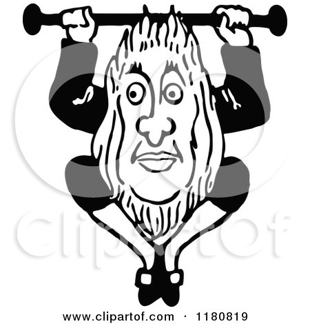 Clipart of a Retro Vintage Black and White Weird Man - Royalty Free Vector Illustration by Prawny Vintage