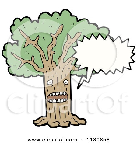 Cartoon of a Tree Speaking - Royalty Free Vector Illustration by lineartestpilot