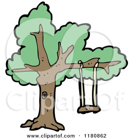Cartoon of a Tree with a Swing - Royalty Free Vector Illustration by lineartestpilot