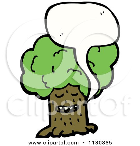Cartoon of a Tree Speaking - Royalty Free Vector Illustration by lineartestpilot