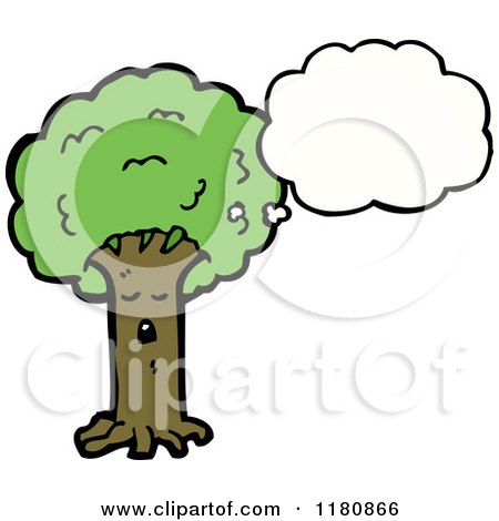 Cartoon of a Tree Thinking - Royalty Free Vector Illustration by lineartestpilot