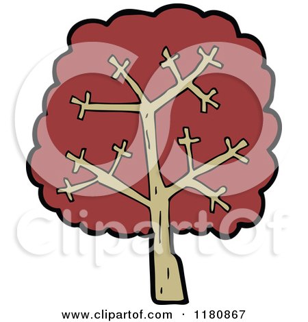 Cartoon of a Tree in Autumn - Royalty Free Vector Illustration by lineartestpilot