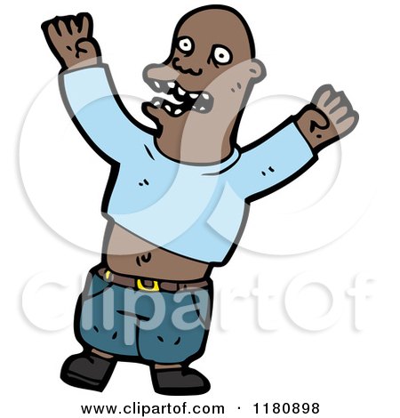 Cartoon of a Bald Black Man - Royalty Free Vector Illustration by lineartestpilot