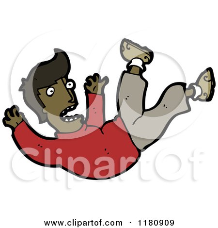 Cartoon of an Black Man Falling - Royalty Free Vector Illustration by lineartestpilot