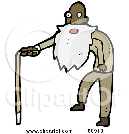 Cartoon of an Elderly Black Man with a Cane - Royalty Free Vector  Illustration by lineartestpilot #1180910