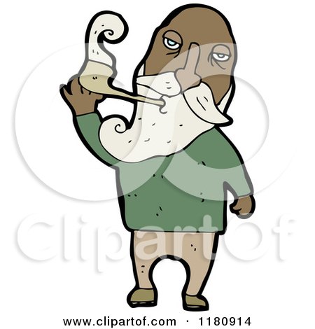 Cartoon of an Elderly Black Man Smoking a Pipe - Royalty Free Vector Illustration by lineartestpilot
