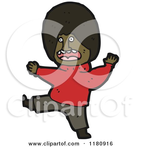 Cartoon of an Black Man with an Afro - Royalty Free Vector Illustration by lineartestpilot