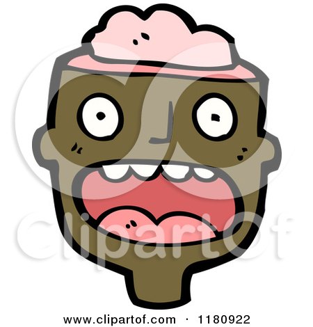 Cartoon of an Black Man's Head and Brains - Royalty Free Vector Illustration by lineartestpilot