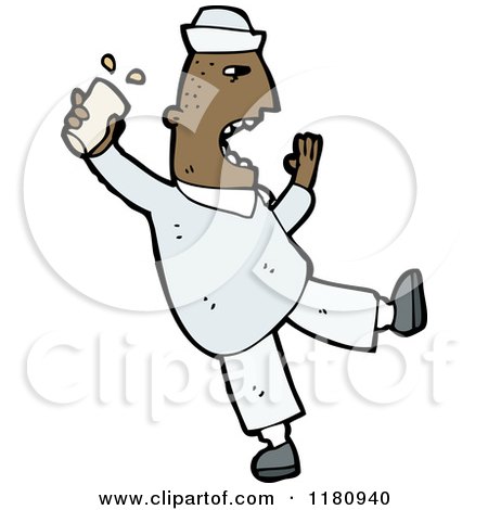 Cartoon of an Black Sailor Drinking - Royalty Free Vector Illustration by lineartestpilot