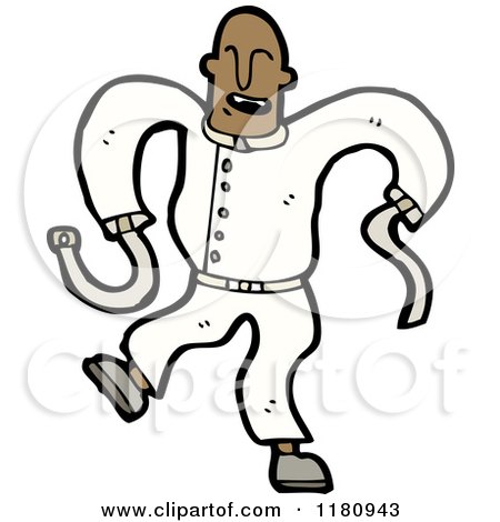 Cartoon of an Insane Black Man in a Straight Jacket - Royalty Free Vector Illustration by lineartestpilot