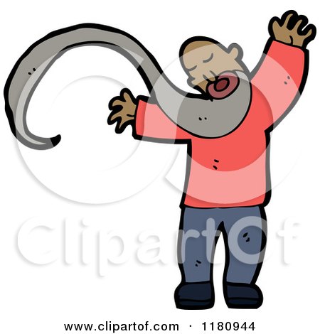 Cartoon of an Black Man with a Long Beard - Royalty Free Vector Illustration by lineartestpilot