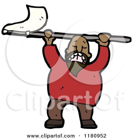 Cartoon of an Black Man with a White Flag - Royalty Free Vector Illustration by lineartestpilot