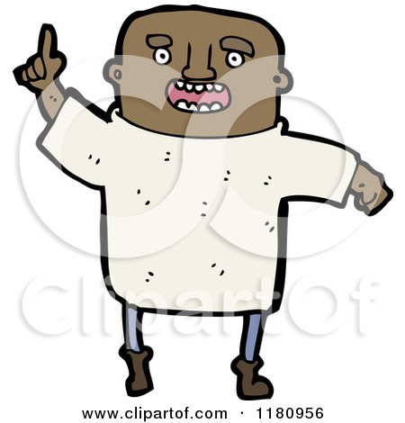 Cartoon of an Black Man Pointing - Royalty Free Vector Illustration by lineartestpilot