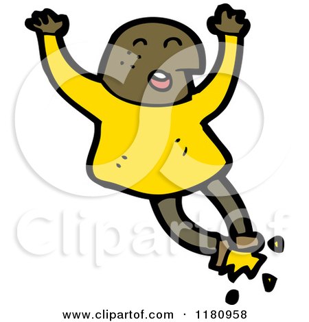 Cartoon of an Black Man Jumping - Royalty Free Vector Illustration by lineartestpilot