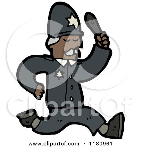 Cartoon of a Black Policeman - Royalty Free Vector Illustration by lineartestpilot