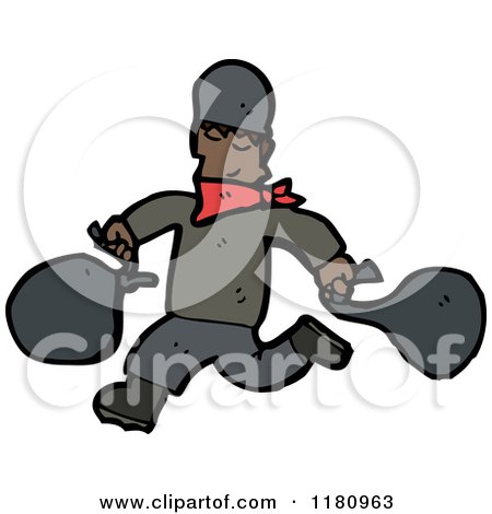 Cartoon of an Black Male Burgler - Royalty Free Vector Illustration by lineartestpilot