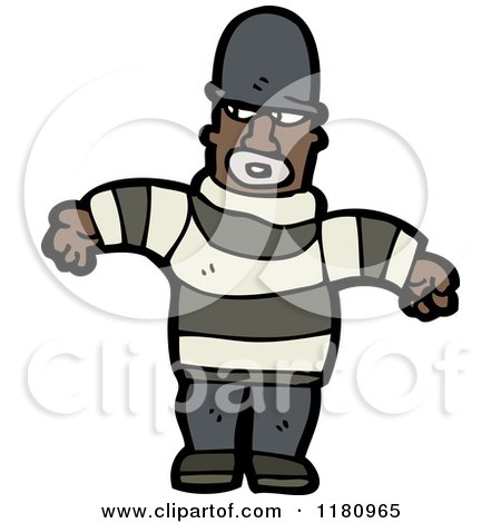 Cartoon of an Black Male Criminal - Royalty Free Vector Illustration by lineartestpilot