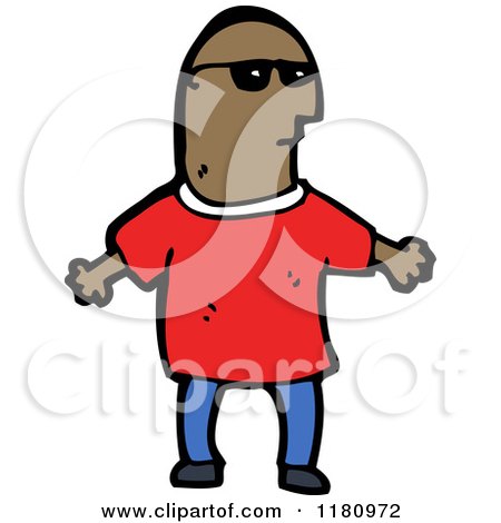 Cartoon of an Black Man Wearing Sunglasses - Royalty Free Vector Illustration by lineartestpilot