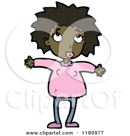 Cartoon of a Black Girl - Royalty Free Vector Illustration by lineartestpilot