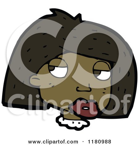 Cartoon of a Black Girl's Head - Royalty Free Vector Illustration by lineartestpilot