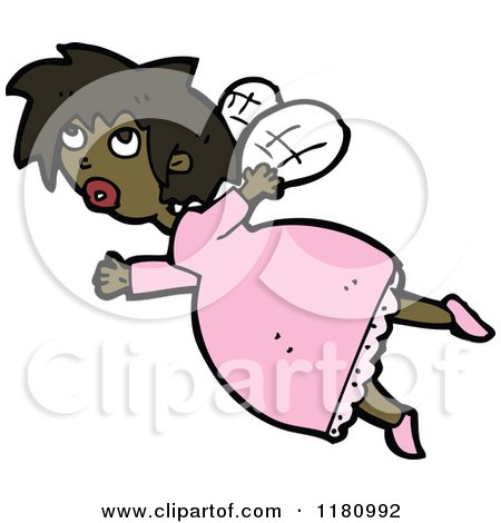 Cartoon of a Black Female Fairy - Royalty Free Vector Illustration by lineartestpilot