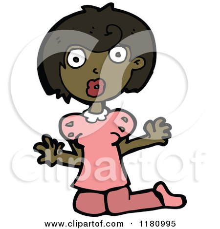 Cartoon of a Black Girl - Royalty Free Vector Illustration by