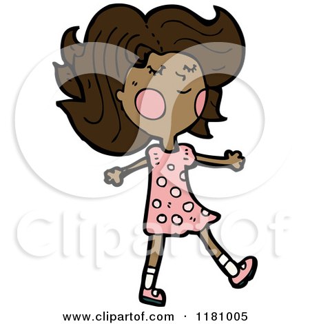Cartoon of a Black Girl - Royalty Free Vector Illustration by lineartestpilot