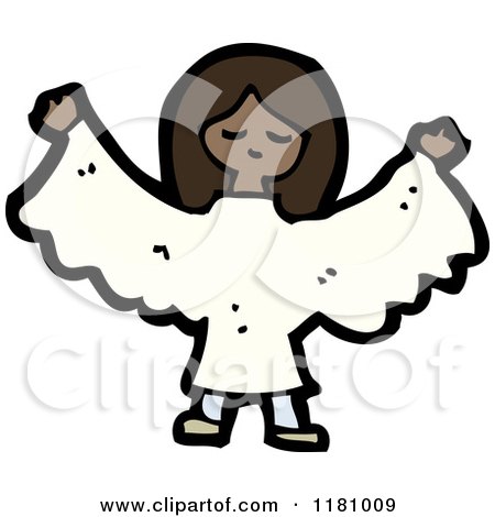 Cartoon of a Black Girl Wearing an Angel Costume - Royalty Free Vector Illustration by lineartestpilot