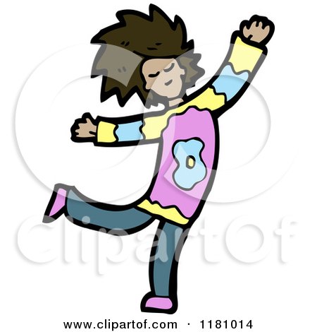 Cartoon of a Black Girl Dancing - Royalty Free Vector Illustration by lineartestpilot