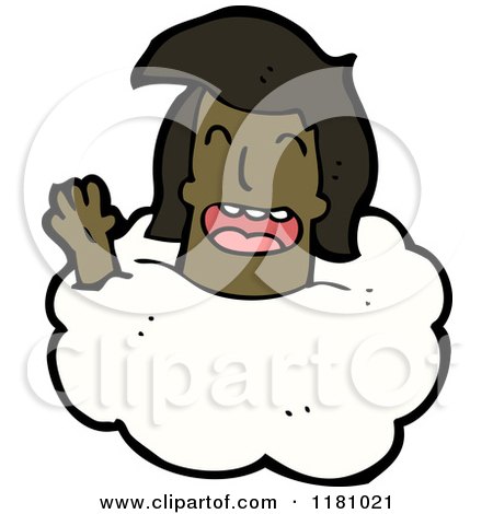 Cartoon of a Black Girl's Head in a Cloud - Royalty Free Vector Illustration by lineartestpilot