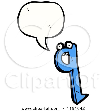 Cartoon of the Alphabet Letter Q with a Conversation Bubble - Royalty Free Vector Illustration by lineartestpilot