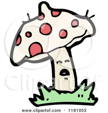 Cartoon of a Spotted Mushroom - Royalty Free Vector Illustration by lineartestpilot