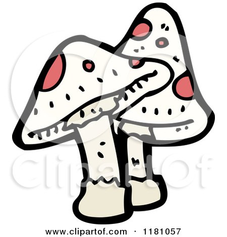 Cartoon of Spotted Mushrooms - Royalty Free Vector Illustration by lineartestpilot