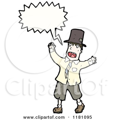 Cartoon of a Man Dressed As a Hobo Speaking - Royalty Free Vector Illustration by lineartestpilot