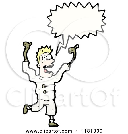 Cartoon of an Insane Man Wearing a Straight Jacket and Speaking - Royalty Free Vector Illustration by lineartestpilot