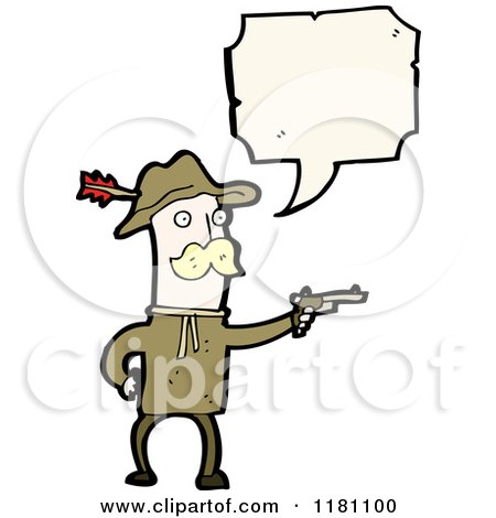 Cartoon of a Man Dressed As General Custer Speaking - Royalty Free Vector Illustration by lineartestpilot