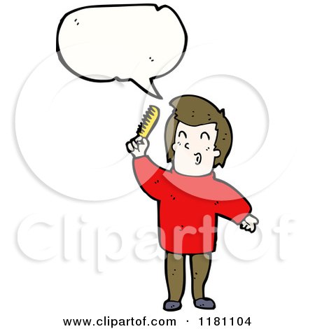 Cartoon of a Man with a Comb Speaking - Royalty Free Vector Illustration by lineartestpilot