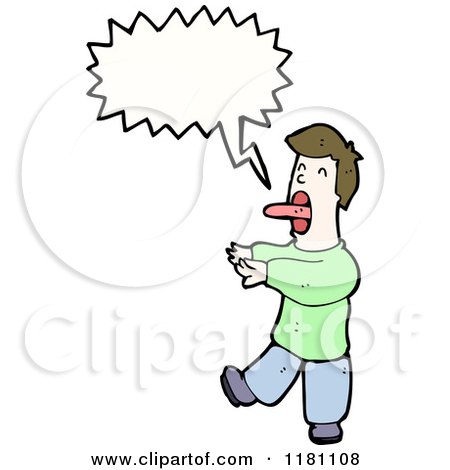 Cartoon of a Man Sticking out His Tongue and Speaking - Royalty Free Vector Illustration by lineartestpilot