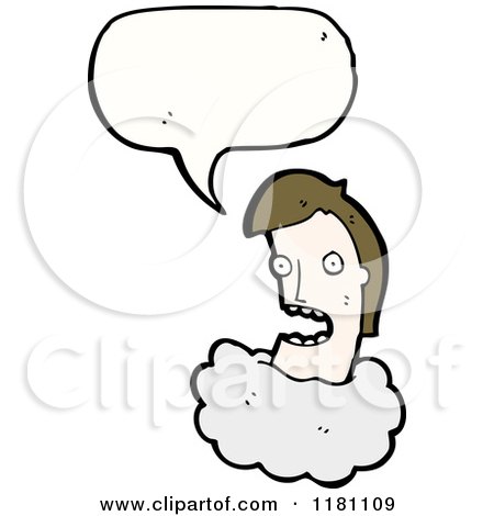 Cartoon of a Man with His Head in a Cloud Speaking - Royalty Free Vector Illustration by lineartestpilot