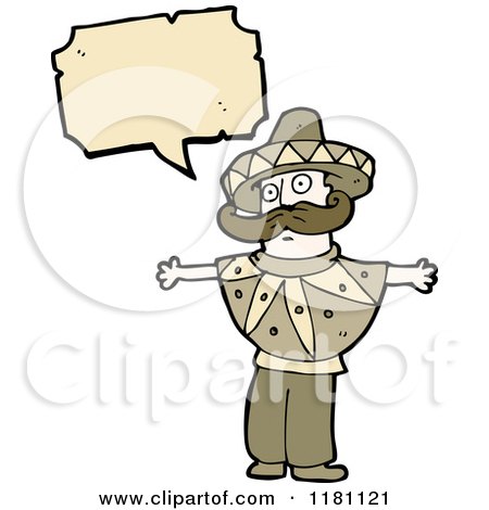 Cartoon of a Mexican Man Speaking - Royalty Free Vector Illustration by lineartestpilot