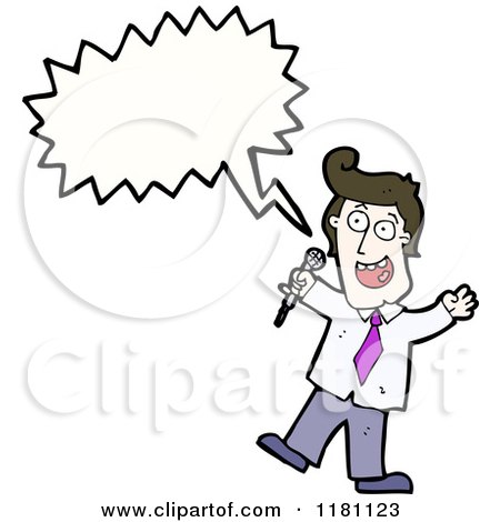 Cartoon of a Man with a Microphone Speaking - Royalty Free Vector Illustration by lineartestpilot