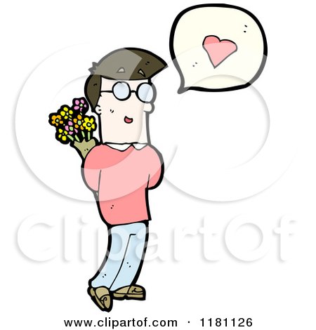 Cartoon of a Man in Love Speaking - Royalty Free Vector Illustration by lineartestpilot